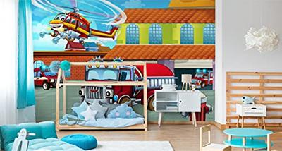 Fotobehang - Brandweer brigade, kinderkamer, premium print, inclusief behanglijm - thumbnail