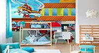Fotobehang - Brandweer brigade, kinderkamer, premium print, inclusief behanglijm - thumbnail