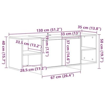 Tv-meubel 130x35x50 cm bewerkt hout artisanaal eikenkleur