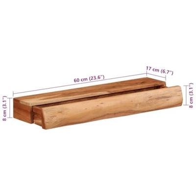 Wandschappen 2 st 60x17x8 cm massief acaciahout