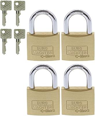 Burg Wächter 4er Set Set Quadro 222 40 SB Hangslot Gelijksluitend Messing Sleutelslot Burg Wächter 4er Set Set Quadro 222 40 SB Hangslot Gelijksluitend Messing Sleutelslot