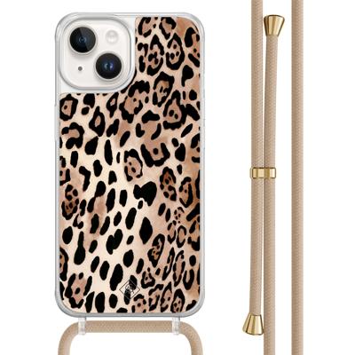 iPhone 14 hoesje met beige koord - Golden wildcat iPhone 14 hoesje met beige koord - Golden wildcat