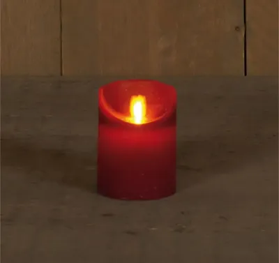 Anna&apos;s Collection LED kaars flame effect rustiek 7.5x10cm bordeaux 1 stuks