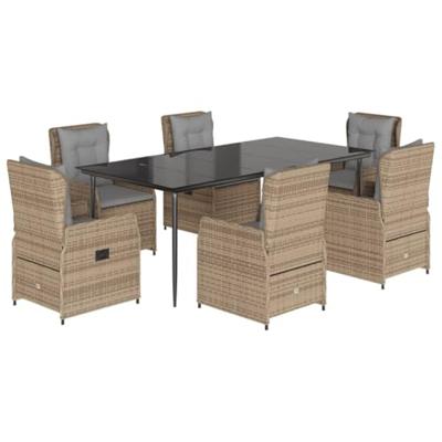7-delige Tuinset met kussens poly rattan beige 7-delige Tuinset met kussens poly rattan beige