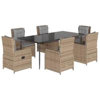 7-delige Tuinset met kussens poly rattan beige - thumbnail