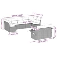 9-delige Loungeset met kussens poly rattan bruin - thumbnail