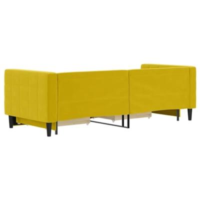 Slaapbank met onderschuifbed en lades 80x200 cm fluweel geel