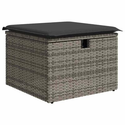 6-delige Loungeset met kussens poly rattan grijs - thumbnail