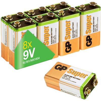GP GP1604A-8 Super G-Tech Alkaline 9V blok batterijen (8 stuks)