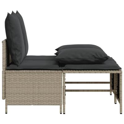 4-delige Loungeset met kussens poly rattan lichtgrijs