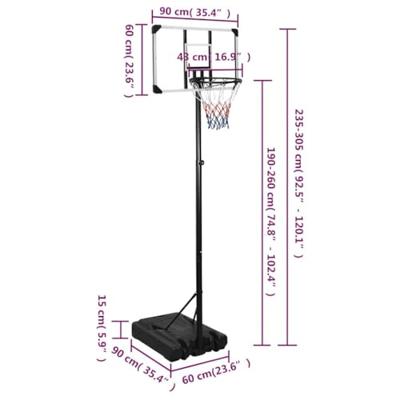 VidaXL Basketbalstandaard 235-305 cm polycarbonaat transparant - thumbnail
