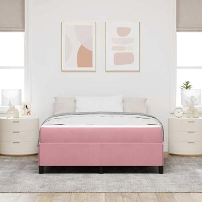 Bedframe met matras Roze en wit 140 x 190 cm Fluweel