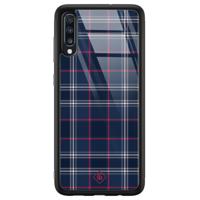 Samsung Galaxy A50 glazen hardcase - Tartan blauw - thumbnail