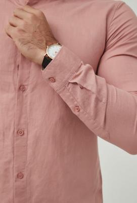 Yves Enzo - Heren Italiaans Overhemd - Licht Roze - Linnen - Italian-Style Yves Enzo - Heren Italiaans Overhemd - Licht Roze - Linnen - Italian-Style