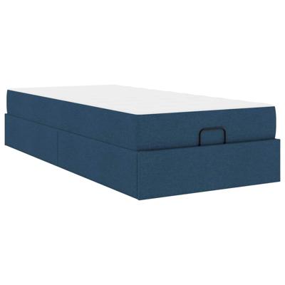 Bedframe met matras met matras 2 pcs Blauw Stof