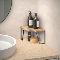 Metaltex York Lava Kruidenrek Hoek 25x25x16 cm Acacia Hout/Zwart Metaal - thumbnail