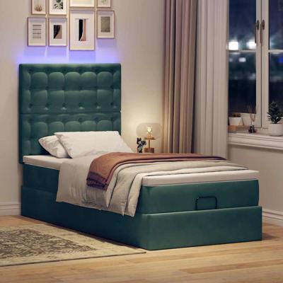Ottoman bed met matrassen en LED's 140x200cm fluweel - thumbnail