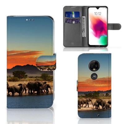Motorola Moto G7 | G7 Plus | Telefoonhoesje | Met pasjeshouder | Olifanten