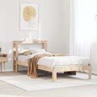 Bedframe met hoofdbord massief grenenhout 75x190 cm - thumbnail