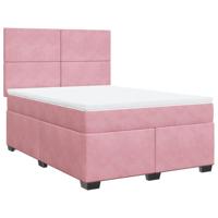 Boxspring met matras fluweel roze 140x200 cm - thumbnail