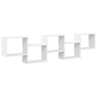 Wandschap kubus 5 vakken bewerkt hout wit - thumbnail