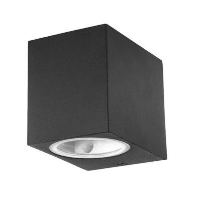 Enzo Wandlamp | aluminium | 1xGU10 | IP44 | zwart | vierkant - 5086007