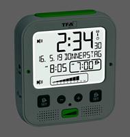 TFA Dostmann 60.2538.02 Wekker Zendergestuurd Wit, Groen Alarmtijden 2 Trilalarm, Extra luid wekgeluid, Groot display - thumbnail