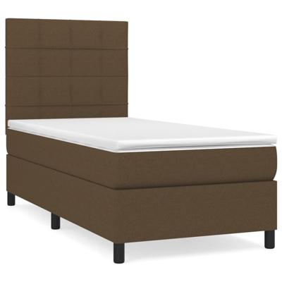 Boxspring met matras stof donkerbruin 140x200 cm