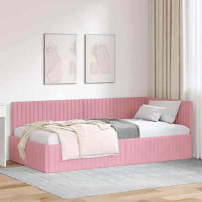 Hoekbedframe met hoofdeinde Roze 100 x 200 cm Fluweel