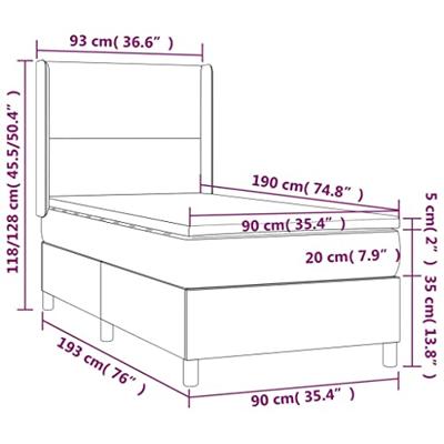 Boxspring met matras fluweel lichtgrijs 90x190 cm