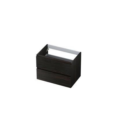 INK - Onderkast 2 Laden Greeploos met Houten Keerlijst - 700x450x520 Mm - Intens Eiken