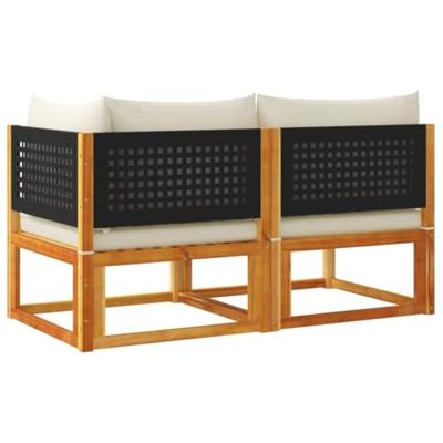 Tuinbank 2-zits met kussens massief acaciahout