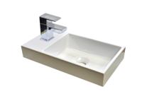 Sanicare Q40 mineraalmarmeren fontein voor toiletmeubel 40x22cm wit - thumbnail