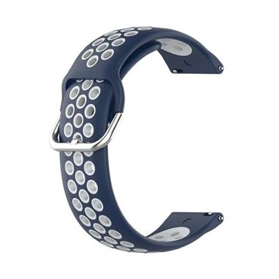 Siliconen sportbandje met gesp - Donkerblauw + wit - Garmin Vivoactive 6 / Vivoactive 5 / Vivoactive 3