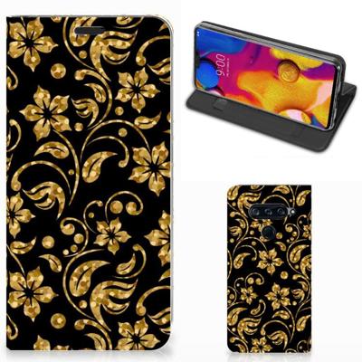 LG V40 Thinq Smart Cover Gouden Bloemen LG V40 Thinq Smart Cover Gouden Bloemen