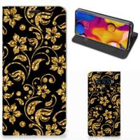 LG V40 Thinq Smart Cover Gouden Bloemen - thumbnail