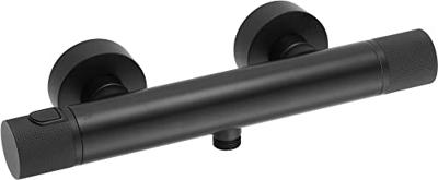 Ben Engraved Cross douche thermostaatkraan met gravering 15cm mat zwart