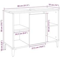 Wastafelkast 80x33x60 cm bewerkt hout artisanaal eikenkleur - thumbnail