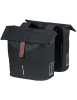Basil city dubbele fietstas - waterafstotend polyester - zwart - universal bridge systeem - 28-32l - thumbnail