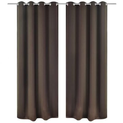 VidaXL Gordijnen met metalen ringen verduisterend 135x175 bruin 2 st