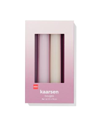 HEMA Huishoudkaarsen 16x⌀2.2cm roze - 4 stuks (roze)