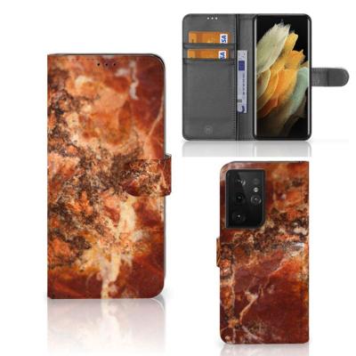 Samsung Galaxy S21 Ultra | Bookcase | Marmer Bruin