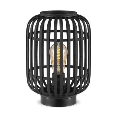 Boheemse stijl Tafellamp - Bamboe Lampenkap - Cilinder - Zwart - Ø21,5 x 30 cm - E27 fitting - Ontworpen voor gebruik in slaapkamers en studeerkamers - Met schakelaar