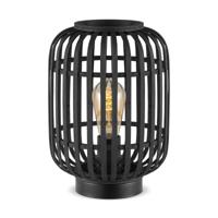 Boheemse stijl Tafellamp - Bamboe Lampenkap - Cilinder - Zwart - Ø21,5 x 30 cm - E27 fitting - Ontworpen voor gebruik in slaapkamers en studeerkamers - Met schakelaar - thumbnail