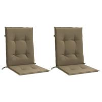 Stoelkussens 2 st lage rug 100x50x4 cm stof gemleerd taupe - thumbnail