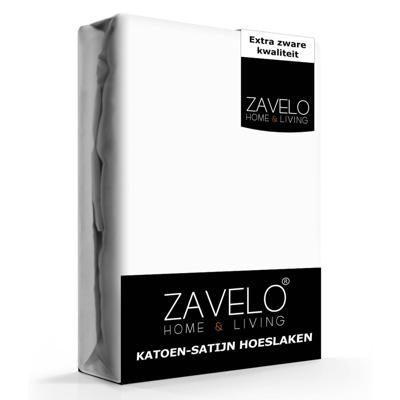 Zavelo Hoeslaken Katoen Satijn Wit-1-persoons (90x220 cm)