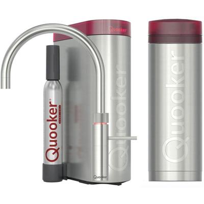 Quooker Fusion Round Keukenkraan Set - Kokend Warm- en Koud Water - RVS - Inclusief PRO3 Reservoir & CUBE - Direct Gekoeld Bruisend Water