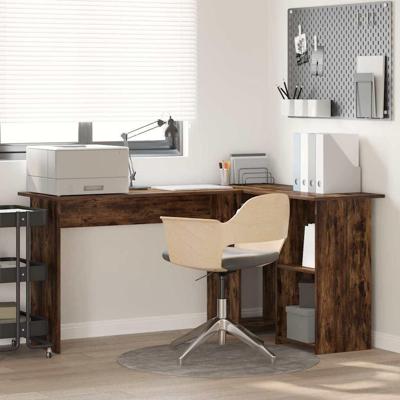 Bureau met plank Gerookt eiken 142 x 102 x 73 cm Bewerkt hout