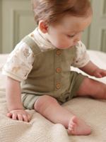 Babyset romper en salopet jongens kaki - thumbnail