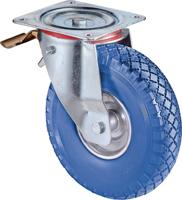 BS Rollen Zwenkwiel met totaalklem | wiel-d. 200 mm draagvermogen 75 kg | met schroefplaat rollager | rubber zwart | 1 stuk - L420.C91.200 - thumbnail